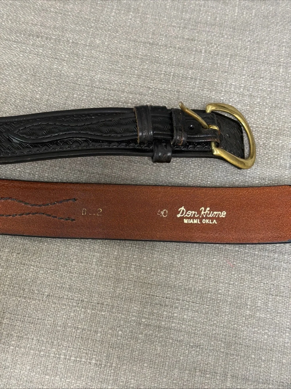 Vintage Don Hume Basket Weave River Belt Black